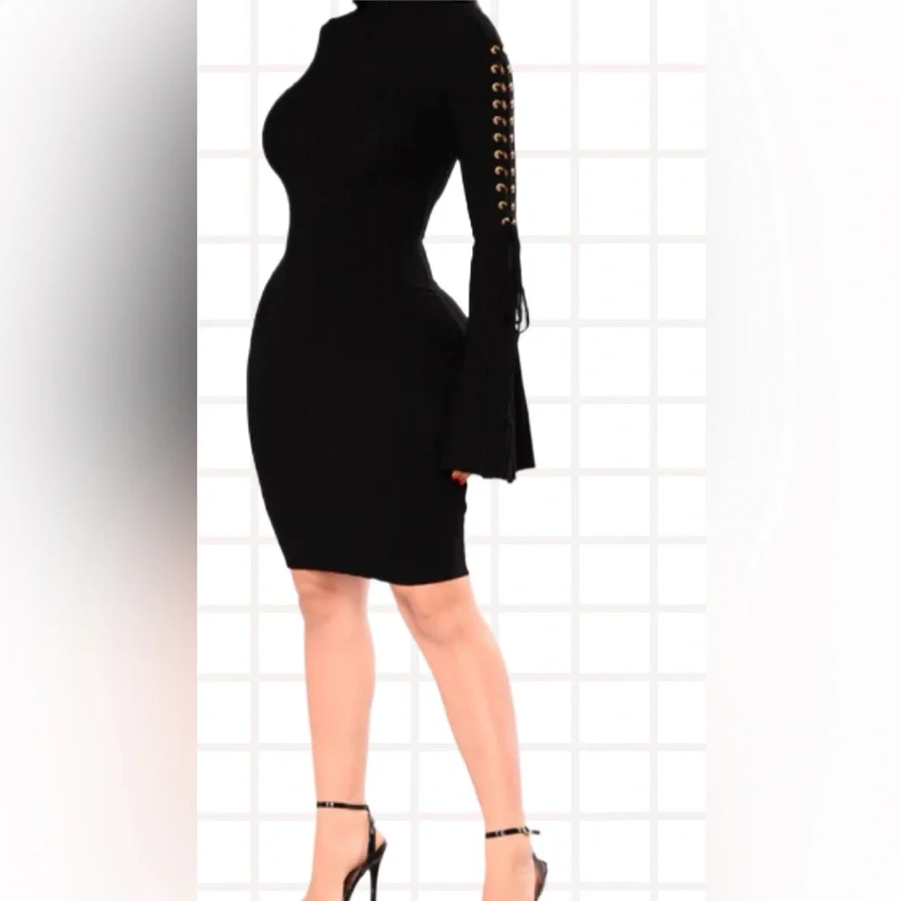 Fashion Nova Black Dress with Gold Details